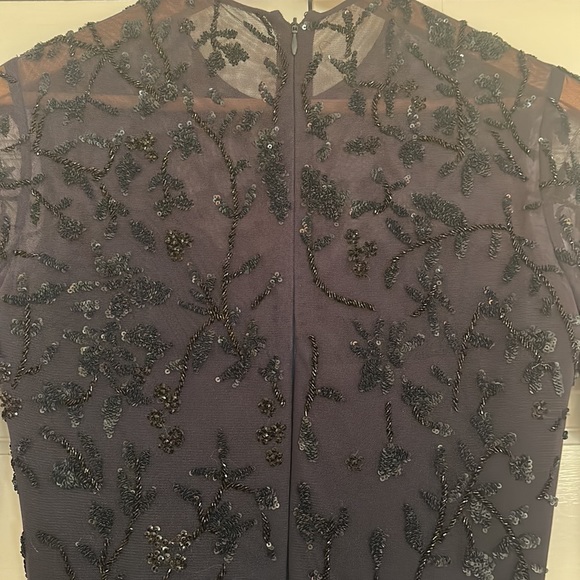 Navy Blue Evening Gown with Sequin Detail and Mermaid Silhouette. - Picture 6 of 7